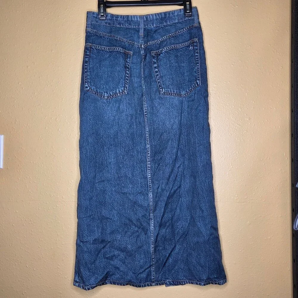 NWT Rag & Bone Liquid Miramar Clara Cotton Terry Sweatpant Jean MIDI Skirt - Picture 2 of 4